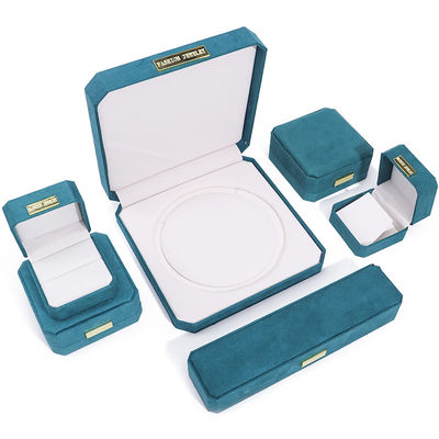 Wholesale Manufacturing Luxury handmade Jewelry Box packaging Personalized Custom logo high end สีน้ําเงินอ่อน สร้อยคอ สร้อยข้อมือ หูแหวน Packaging Velvet Octagonal Jewelry Box