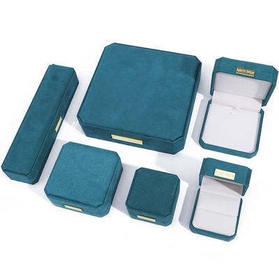 Wholesale Manufacturing Luxury handmade Jewelry Box packaging Personalized Custom logo high end สีน้ําเงินอ่อน สร้อยคอ สร้อยข้อมือ หูแหวน Packaging Velvet Octagonal Jewelry Box