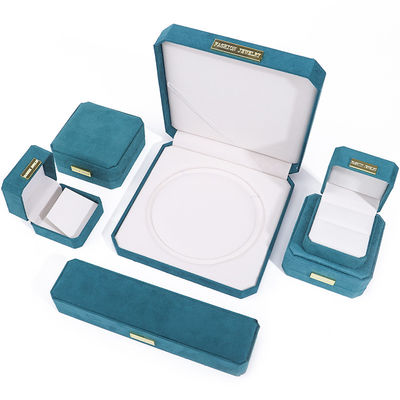 Wholesale Manufacturing Luxury handmade Jewelry Box packaging Personalized Custom logo high end สีน้ําเงินอ่อน สร้อยคอ สร้อยข้อมือ หูแหวน Packaging Velvet Octagonal Jewelry Box