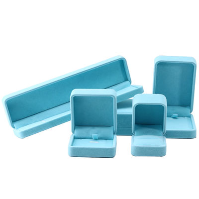 กล่องเครื่องประดับกำมะหยี่สีฟ้าสกายบลูทรงสี่เหลี่ยมพรีเมียมสำหรับบรรจุสร้อยข้อมือ สร้อยคอ แหวน