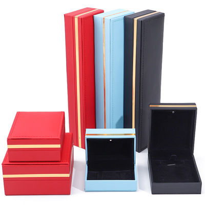 กล่องเครื่องประดับแบบ Custom PU Leather LED Gold Trim