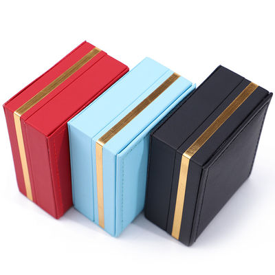 กล่องเครื่องประดับแบบ Custom PU Leather LED Gold Trim