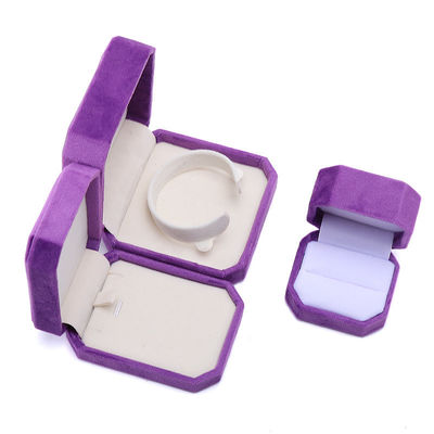 กล่องเครื่องประดับ Custom Octagonal Shape Purple Flannelette กล่องสําหรับคอ สร้อยข้อมือ แหวน