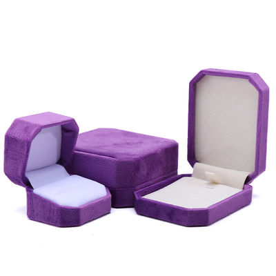 กล่องเครื่องประดับ Custom Octagonal Shape Purple Flannelette กล่องสําหรับคอ สร้อยข้อมือ แหวน