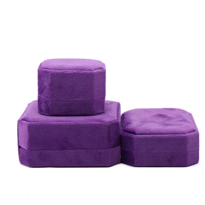 กล่องเครื่องประดับ Custom Octagonal Shape Purple Flannelette กล่องสําหรับคอ สร้อยข้อมือ แหวน