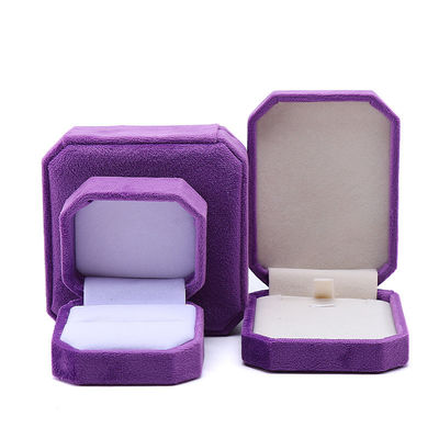 กล่องเครื่องประดับ Custom Octagonal Shape Purple Flannelette กล่องสําหรับคอ สร้อยข้อมือ แหวน