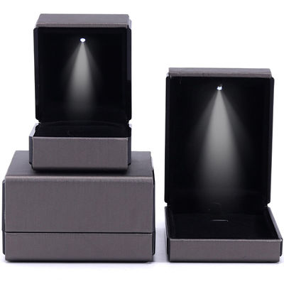 Hanhong Custom Logo LED Light Jewelry Packaging Box สีเทาสําหรับสร้อยข้อมือ สร้อยคอและแหวน