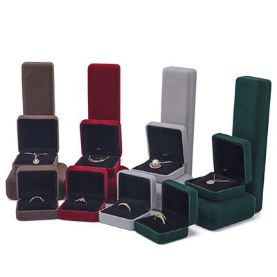 Hanhong Embossed Luxury LED Velvet Brown Jewelry Packaging Box กล่องแหวนตามสั่งกล่องที่มีแสง