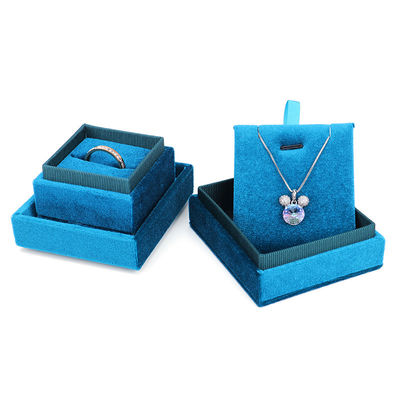 Hanhong Luxury Customized Blue Square Ring Box สําหรับกระดาษหมั้นงานแต่ง