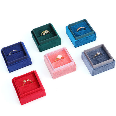 Hanhong Luxury Customized Blue Square Ring Box สําหรับกระดาษหมั้นงานแต่ง