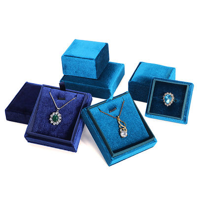 Hanhong Luxury Customized Blue Square Ring Box สําหรับกระดาษหมั้นงานแต่ง