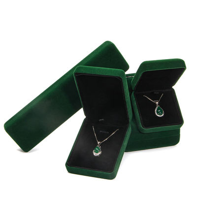 กล่องชุดเครื่องประดับผ้าหอมหรู สําหรับการบรรจุสีเขียวระดับสูง สร้อยข้อมือ สร้อยคอแหวน