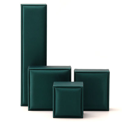 กล่องบรรจุเครื่องประดับผ้าห่มหรู สีเขียว สร้อยคอหนัง PU และแหวน Hanhong