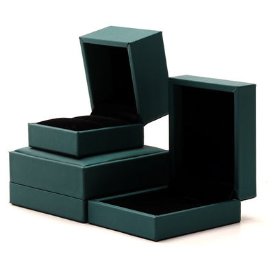 กล่องบรรจุเครื่องประดับผ้าห่มหรู สีเขียว สร้อยคอหนัง PU และแหวน Hanhong