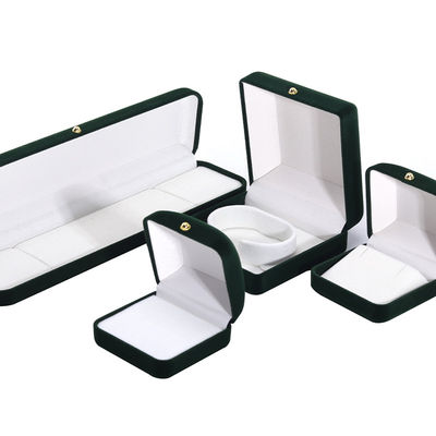 Wholesale Manufacturing Luxury handmade Jewelry Box packaging Custom logo high end สีเขียวเข้ม สร้อยคอ สร้อยหู แหวน Packaging กล่องเครื่องประดับผ้าห่ม
