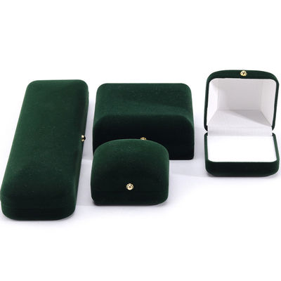 Wholesale Manufacturing Luxury handmade Jewelry Box packaging Custom logo high end สีเขียวเข้ม สร้อยคอ สร้อยหู แหวน Packaging กล่องเครื่องประดับผ้าห่ม