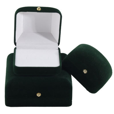 Wholesale Manufacturing Luxury handmade Jewelry Box packaging Custom logo high end สีเขียวเข้ม สร้อยคอ สร้อยหู แหวน Packaging กล่องเครื่องประดับผ้าห่ม