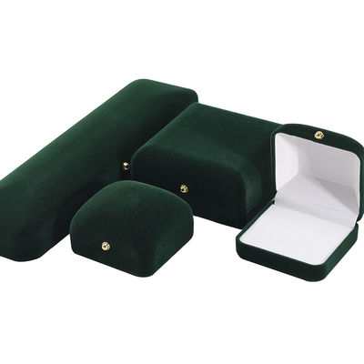 Wholesale Manufacturing Luxury handmade Jewelry Box packaging Custom logo high end สีเขียวเข้ม สร้อยคอ สร้อยหู แหวน Packaging กล่องเครื่องประดับผ้าห่ม
