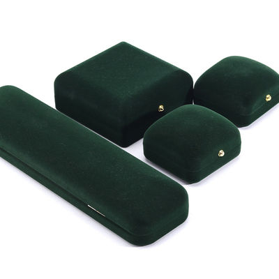 Wholesale Manufacturing Luxury handmade Jewelry Box packaging Custom logo high end สีเขียวเข้ม สร้อยคอ สร้อยหู แหวน Packaging กล่องเครื่องประดับผ้าห่ม