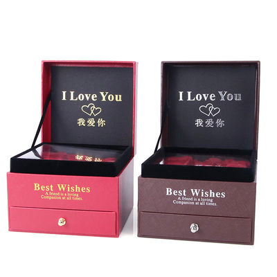 ซื้อ ขนาดที่กําหนดเอง กล่องเครื่องประดับสี่เหลี่ยมหรู กล่องเครื่องประดับเครื่องประดับของขวัญ พร้อมกุหลาบ online manufacture