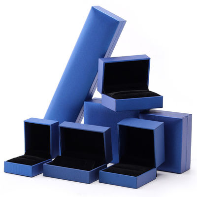 ซื้อ กล่องเครื่องประดับกระดาษหรูสีน้ําเงิน สร้อยหูสัญลักษณ์ที่กําหนดเอง สร้อยคอ สร้อยคอ วงแหวนบรรจุ online manufacture