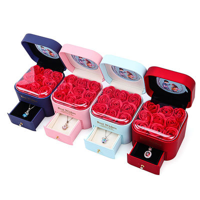 ขนาดที่กําหนดเอง Rose Immortal Drawer กล่องเครื่องประดับดอกไม้สําหรับกระบอกหู Pendant