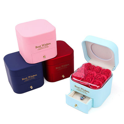ขนาดที่กําหนดเอง Rose Immortal Drawer กล่องเครื่องประดับดอกไม้สําหรับกระบอกหู Pendant