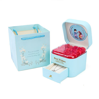 ขนาดที่กําหนดเอง Rose Immortal Drawer กล่องเครื่องประดับดอกไม้สําหรับกระบอกหู Pendant