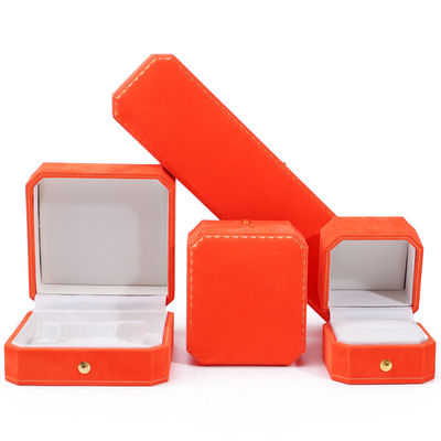ซื้อ กล่องเครื่องประดับสีส้มสีแวลเวทใหม่ที่สุด สําหรับสัญลักษณ์ที่กําหนดเอง Pendant Earrings Bracelet Necklace Ring online manufacture