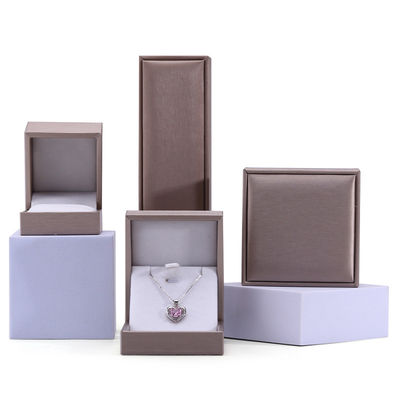 Khaki Brush Finishing ผิวหนังปลอม เครื่องประดับ กล่องบรรจุหรู กล่องชุด แผ่นผิวหนัง