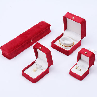 Wholesale Manufacturing Luxury velvet jewellery packaging Box Custom logo Necklace Bracelet Earrings Ring Packaging red velvet jewellery Box กล่องเครื่องประดับสีแดง