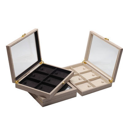 ซื้อ กล่องแสดงเครื่องประดับหนัง PU เปิด Flip Multiple Compartments with Mirror กล่องแสดงเครื่องประดับหนัง online manufacture
