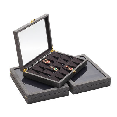 กล่องแสดงเครื่องประดับหนัง PU เปิด Flip Multiple Compartments with Mirror กล่องแสดงเครื่องประดับหนัง