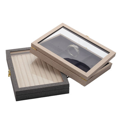 กล่องแสดงเครื่องประดับหนัง PU เปิด Flip Multiple Compartments with Mirror กล่องแสดงเครื่องประดับหนัง