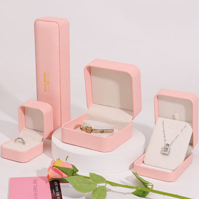 โลโก้ที่สามารถปรับแต่งได้ กล่องเครื่องประดับ กล่องเครื่องประดับสีชมพูหนังลายมือ