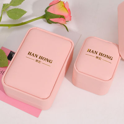 โลโก้ที่สามารถปรับแต่งได้ กล่องเครื่องประดับ กล่องเครื่องประดับสีชมพูหนังลายมือ