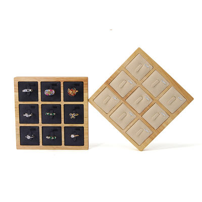 ซื้อ 3x3 Multi Cells Solid Wood เครื่องประดับ การนําเสนอ ถังสําหรับหูแหวน Studs การแสดง online manufacture
