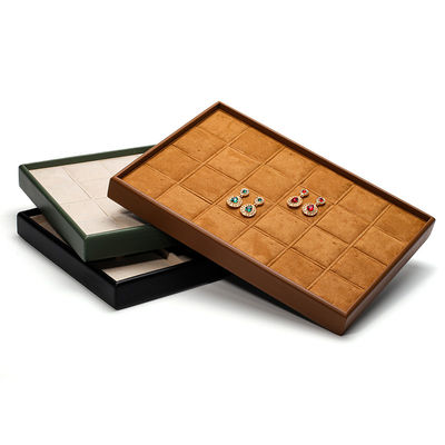 ซื้อ Multi Compartments PU Leather Jewelry Display Tray Soft Lining Exhibition Props ขายเครื่องประดับจากหนัง online manufacture