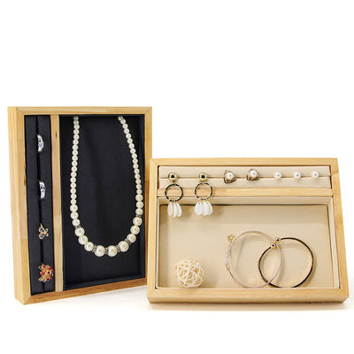 ตะกร้าที่ถือจอแสดงเครื่องประดับหลายฟังก์ชันจากไม้แข็ง สําหรับแหวน Pendant Ear Stud