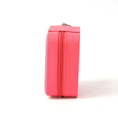 เครื่องประดับหรู กล่องเก็บของขวัญ กล่องเก็บของขวัญ Custom Portable Small Leather Rose Red Jewelry Organizer Travel Case
