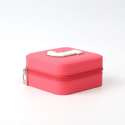 เครื่องประดับหรู กล่องเก็บของขวัญ กล่องเก็บของขวัญ Custom Portable Small Leather Rose Red Jewelry Organizer Travel Case