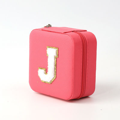 เครื่องประดับหรู กล่องเก็บของขวัญ กล่องเก็บของขวัญ Custom Portable Small Leather Rose Red Jewelry Organizer Travel Case