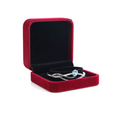 OEM ODM กล่องเครื่องประดับผ้าห่มระดับสูง กล่องเครื่องประดับผ้าห่มสีแดง