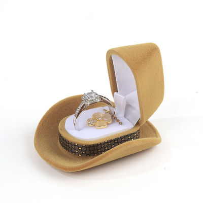 กล่องแหวนเครื่องประดับคาวบอยกำมะหยี่พรีเมี่ยมแบบปรับแต่งได้สำหรับของขวัญวันหยุด