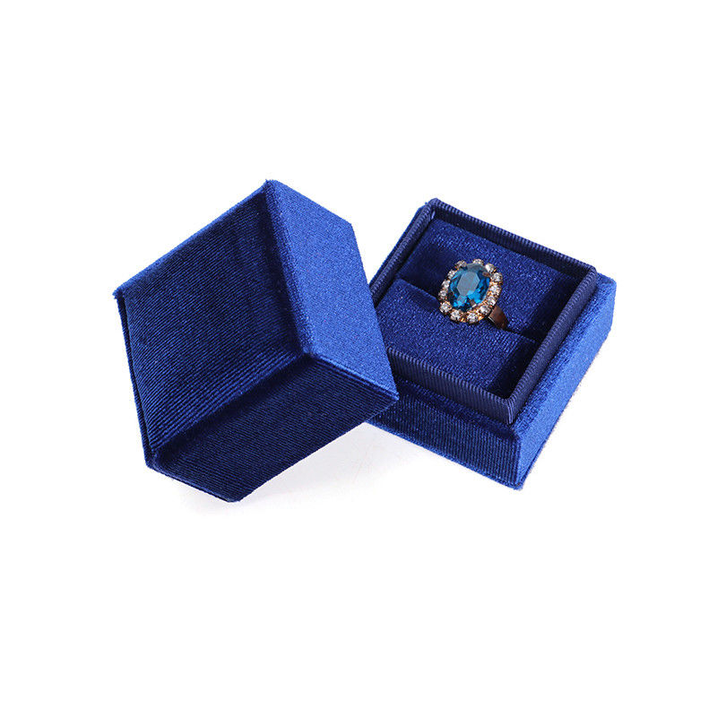 Hanhong Luxury Customized Blue Square Ring Box สําหรับกระดาษหมั้นงานแต่ง