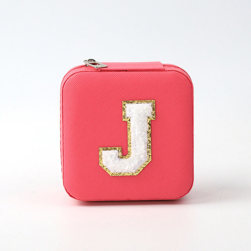 เครื่องประดับหรู กล่องเก็บของขวัญ กล่องเก็บของขวัญ Custom Portable Small Leather Rose Red Jewelry Organizer Travel Case
