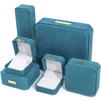 Wholesale Manufacturing Luxury handmade Jewelry Box packaging Personalized Custom logo high end สีน้ําเงินอ่อน สร้อยคอ สร้อยข้อมือ หูแหวน Packaging Velvet Octagonal Jewelry Box