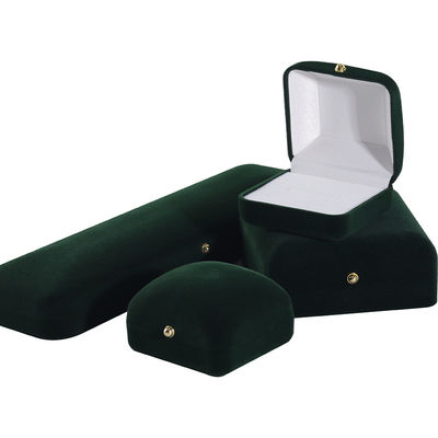 Wholesale Manufacturing Luxury handmade Jewelry Box packaging Custom logo high end สีเขียวเข้ม สร้อยคอ สร้อยหู แหวน Packaging กล่องเครื่องประดับผ้าห่ม